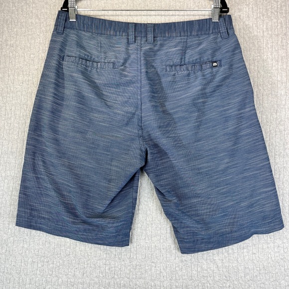 Travis Mathew performance Blue Golf Dress Shorts Men 34 Polyester Blend Stretch - Picture 6 of 9